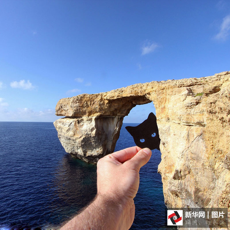 藝術家剪紙錯位攝影 度假勝地變創(chuàng)意作品趣味十足（組圖）